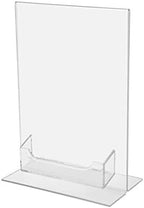 12 Pack Acrylic Sign Holder for 5" x 7" Literature and 3.5" x 2" Business Cards Double Sided Bottom Load Display for Counters in Retail Stores Reception Areas and Restaurants by Marketing Holders by MarketingHolders