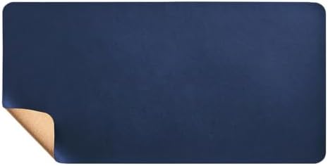 Double-Sided Cork Leather Desk Mat Office Mouse Pad(DarkBlue,80x40cm) by Unknown