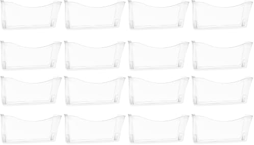 EASEPRES 16 Pack Clear Single Pocket Hanging File Organizer, Plastic Wall Mount Paper Mails Magazines Holder, Mounted Folder Bins for Office, School and Home, 13.85x3.14x6.88 inches by EASEPRES