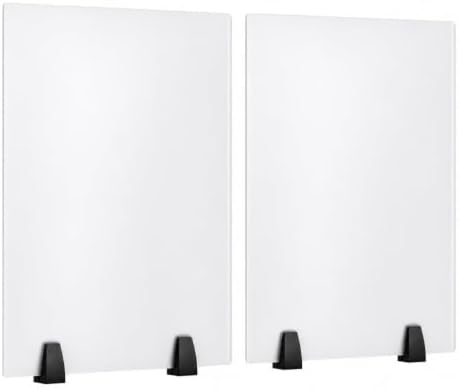 Dual Frosted Acrylic Desk Privacy Panels 24x18 inch, 2 Pack Clamp-On Office Partitions for Cubicle, Study & Counter, Easy Install Privacy Screens by Unknown
