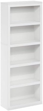 Furinno Rail 5-Tier Book Shelf with Open Shelf, White - Image 6