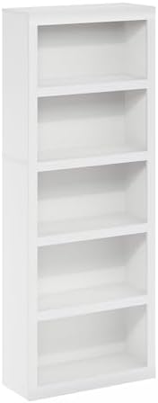Furinno Rail 5-Tier Book Shelf with Open Shelf, White - Image 6