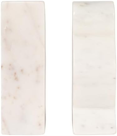 Creative Co-Op Decorative Marble Wave Bookends, Mottled White - Image 4