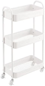 3 Tier Narrow Rolling Storage Cart for Laundry Room Bathroom Kitchen, 7.1'' Slim Utility Cart with Wheels and Lockable Casters Standing Shelf for Small Space & Between Washer and Dryer, White by LIWNYRK