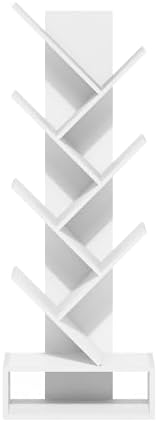 Furinno Tree Book Shelf, 7-Tier Bookshelf, Tree Bookcase with Bottom Shelf, 8.4 x 16.9 x 46.2, for Living Room, Bedroom, Home Office, White - Image 6