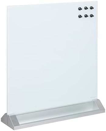 ECR4Kids MessageStor Glass Dry-Erase Board with Storage Stand and Magnets, White Board, White by ECR4Kids