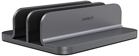 JOKItech Dual Aluminum Vertical Laptop Stand Organizer, Sturdy Notebook Computer Holder Stand Compatible with New Liquid Retina XDR Apple MacBook Air/Pro/Neo, Mac mini, Apple TV & iPad Pro - Spacegray by Jokitech