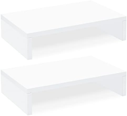 TEAMIX White Monitor Stand Riser, 2 Pack Wood by TEAMIX