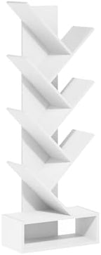 Furinno Tree Book Shelf, 7-Tier Bookshelf, Tree Bookcase with Bottom Shelf, 8.4 x 16.9 x 46.2, for Living Room, Bedroom, Home Office, White - Image 5