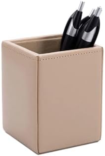 Dacasso Bonded Leather Pencil Cup - Luxury Cup Storage For Pens, Pencils, & Office Accessories - Elegant Pen Organizer & Executive Desk Decor - (White Latte) - Image 2