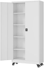 Fesbos Metal Rolling Storage Cabinet-74.6” Tall Steel File Cabinets with Wheels Lockable Doors and Adjustable Shelves-White Steel Storage Cabinet for Home, School, Office, Garage by Fesbos