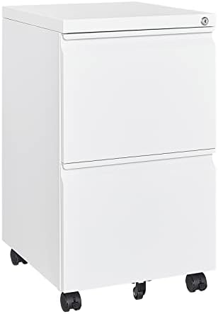 MIIIKO 2 Drawer File Cabinet with Lock, Home Office Filing Cabinets on Wheels, Under Desk 2 Drawers Storage for Legal/Letter/A4 Files,Fully Assembled by MIIIKOOfficeFurniture