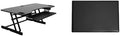 Rocelco 45" Height Adjustable Standing Desk Converter with Anti Fatigue Floor Mat and Slide Out Retractable Keyboard Tray - Sit Stand Up Triple Screen Tabletop Riser - Black (R ADRB-45-MAFM) by Rocelco