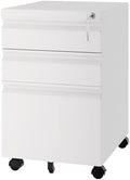 Fesbos 3 Drawer Vertical File Cabinet, Mobile Filling Cabinet with Lock for Legal/Letter Size, Pre-Built Office Storage File Cabinet with Wheels Under Desk - Fully Assembled by Fesbos