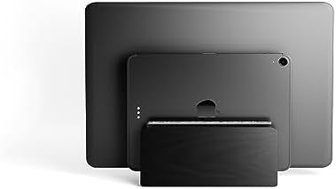 Raico Vertical Laptop Stand Wooden Adjustable Premium Dock Clamshell Stand for MacBook Holder - Black Wood | Dual Slot by RAICO