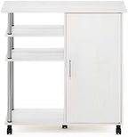 Furinno Helena Rolling Cart, 4-Tier Rolling Utility Cart with Closed Cabinet, Storage Cart, for Office, Living Room, Kitchen, Storage and Organizers, White Wood - Image 7