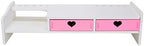Kawaii Desk Organizer Cute Desk Organizer with Drawers Monitor Riser Stand Monitor Riser Computer Stand for PC, Laptop, Printer by CONKAWACA