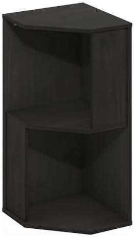Furinno ECON Corner Shelf, 2-Tier Corner Book Shelf, Standing Storage Shelves, Cube Display Rack, Bookshelf, for Organization and Storage, Living Room, Home Office, Espresso by Furinno-FitsYourSpaceFitsYourBudget