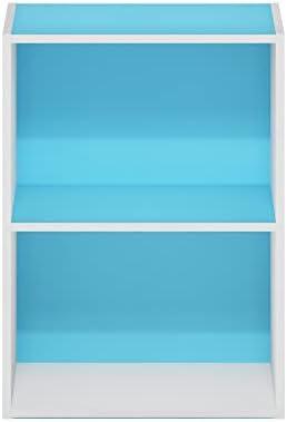 Furinno Luder Bookcase/Book/Storage, 2-Tier, Light Blue/White (Pack of 4) - Image 4