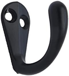 QCAA Premium Quality Single Prong Robe Hook Hanger, Zinc Die Cast, Matte Black, Made in Taiwan, 50 Pack by QCAAHardware