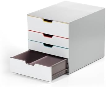 Durable Varicolor Drawer Organizer, 4 Color Coded Drawers, White - Image 5