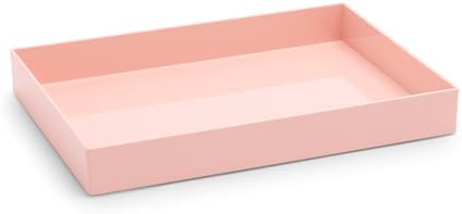 Poppin Stackable Large Accessory Tray - Modular Lacquer Desk Trays for Office Organization, Color-Coordinated Office Supplies for Desk, Paper Trays (Blush Pink, Large Accessory) by Poppin