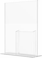 Marketing Holders Sign Holder for 8.5" x 11" Signs Countertop Display with 4" Wide Brochure Pocket for Graphic Images in Offices and Stores Clear Acrylic T Shaped Double Sided Bottom Load by MarketingHolders