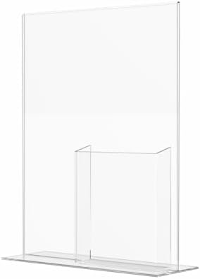 Marketing Holders 4 Pack Acrylic Sign Holder for 8.5" x 11" Signs Countertop Graphic Image Display and 4" Trifold Pocket for Offices and Stores Clear T Shaped Double Sided Bottom Load by MarketingHolders
