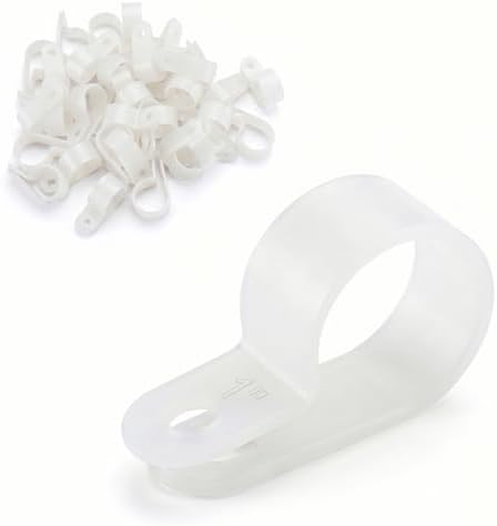BAOMAIN 1-Inch R-Type Cable Clamps, 500-Pack Wire Nylon Wire Management Clips, UC-6 Screw-On Cord Fasteners for Home, Office, and Industrial Use by Baomain