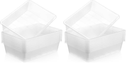 Hoteam 20 Pack Flat Bins Paper Trays,Clear,13.78 X 9.84 X 3.15 Inch by Hoteam