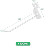 100Pcs Heavy Duty Slat Wall Display Hooks Bulk Set, Slatwall Accessories Pegboard Gridwall Display Hook Slat Wall Shelf Brackets for Retail Home (White, 6 Inches/15 CM) - Image 2