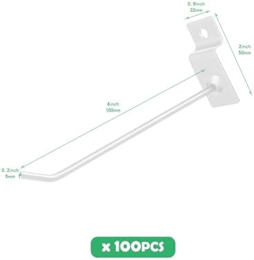 100Pcs Heavy Duty Slat Wall Display Hooks Bulk Set, Slatwall Accessories Pegboard Gridwall Display Hook Slat Wall Shelf Brackets for Retail Home (White, 6 Inches/15 CM) - Image 2