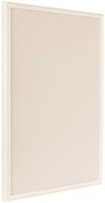 Kate and Laurel Oakhurst Rectangle Framed Linen Fabric Pinboard, 24 x 36, Soft White, Traditional Decorative Bulletin Board with Stepped Profile for Motivational Vision Board or Wall Organization by KateandLaurel