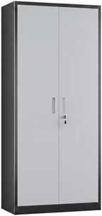 SUXXAN 71-Inch Metal Garage Storage Cabinet with Locking Doors,Black-Grey by SUXXANFurniture