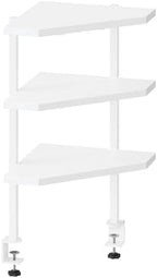 MAHANCRIS Clamp on Desk Corner Organizer, 3-Tier Desktop Shelf, Adjustable Desk Corner Storage Shelf with Metal Frame, for Office, Game Room,White DSWT5501 by MAHANCRIS