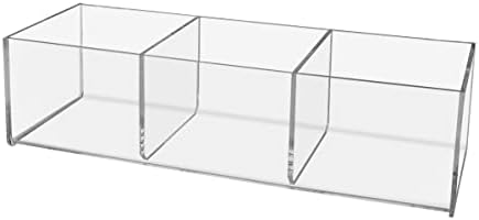 Marketing Holders Clear Acrylic Display Tray 3 Compartment 12.25" x 3.25" Rectangular Countertop Organizer for Retail Products Candy Bulk Items and Small Parts Storage by MarketingHolders