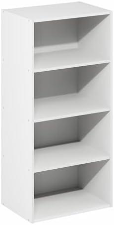 Furinno Basic Book Shelf, 4-Tier Bookcase with Open Shelf, Bookshelf, Cube Storage Organizer, 11 x 17 x 35, for Living Room, Bedroom, Home Office, White - Image 5