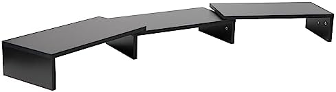 Mind Reader Dual Monitor Stand, Desktop Organizer, Laptop Riser, Office, MDF, 51.25"L x 9.25"W x 4.75"H, Black - Image 2