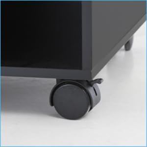 FITUEYES Mobile Printer Stand with Storage, Wood Small Printer Table, Black - Image 4
