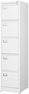BYNSOE 5 Drawer File Cabinet with Lock Metal Vertical File Cabinet Office Home Vertical File Cabinet for A4 Legal/Letter Size Narrow File Cabinet Locked,Assembly Required by BYNSOE