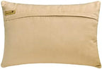 The HomeCentric Decorative Gold & Ivory 12"x22" (30x55 cm) Lumbar Pillow Cover, Jacquard Mosaic & Beaded Oblong Pillow, Geometric Pattern Modern Style - Gold Triad - Image 3