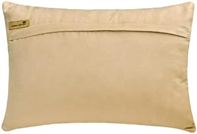 The HomeCentric Decorative Gold & Ivory 12"x22" (30x55 cm) Lumbar Pillow Cover, Jacquard Mosaic & Beaded Oblong Pillow, Geometric Pattern Modern Style - Gold Triad - Image 3