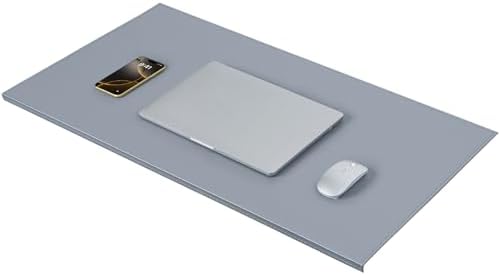 AKOZLIN 35.4"x 18.9" Soft PU Leather Surface Office Desk Mouse Mat Anti-Push Pad with Full Grip Fixation Lip Table Blotter Edge-Locked Protector Grey by AKOZLIN