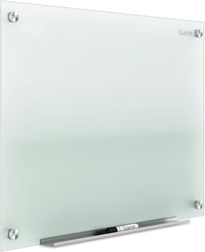 Quartet Whiteboard, Glass Dry Erase Board, Non-Magnetic, 36"W x 24"H, Infinity Frameless Mounting, Includes Dry Erase Marker, Frosted White (G3624F) by Quartet