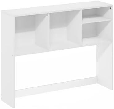 Furinno Classic Desk Shelf, 4-Shelf Desktop Hutch, Book Shelf, Desk Organzier, for Office Supplies, Office Desk Accessories, White - Image 5