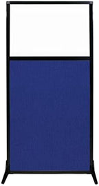Versare Workstation Partition | Portable Wall Divider | Modern Office Cubicle | Free Standing Privacy Screen | Flexible Work Space | 33" x 70" W/Window, Royal Blue Fabric Panels by VERSARE