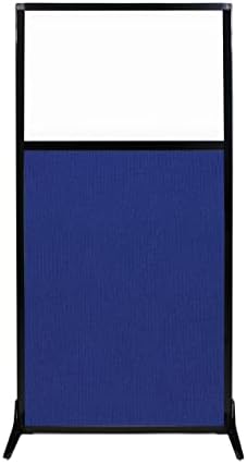 Versare Workstation Partition | Portable Wall Divider | Modern Office Cubicle | Free Standing Privacy Screen | Flexible Work Space | 33" x 70" W/Window, Royal Blue Fabric Panels by VERSARE