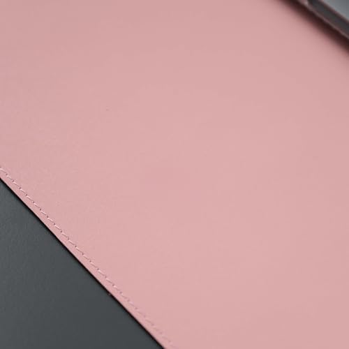 Jersey Genuine Calfskin Leather Desk Pad, Office Desk Mat with Non-Slip Bottom, Smooth Surface for Mouse & Keyboard, Desk Protector (36x19 inches) (Pink) - Image 3