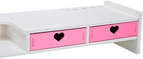 Kawaii Desk Organizer Cute Desk Organizer with Drawers Monitor Riser Stand Monitor Riser Computer Stand for PC, Laptop, Printer - Image 6