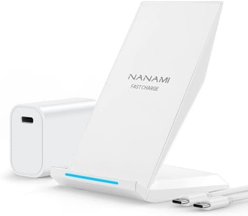 NANAMI Fast Wireless Charger, Nightstand Charging Stand with 20W PD Charger by NANAMI